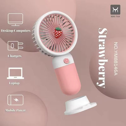 Cute Mini Hand Fan – USB Rechargeable Portable Cooling Fan for Kids & Travel