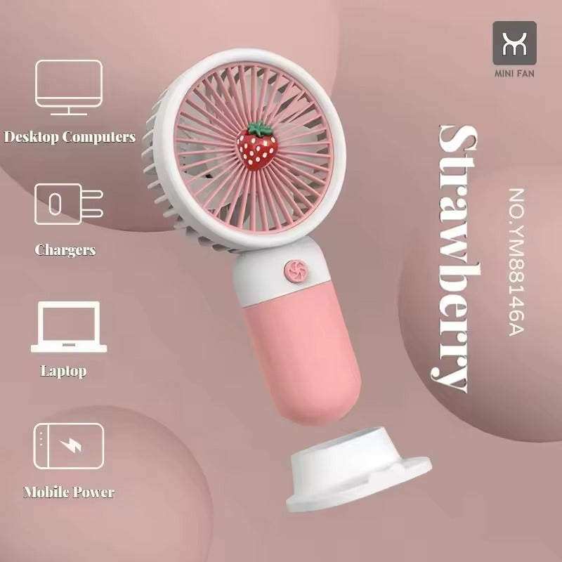 Cute Mini Hand Fan – USB Rechargeable Portable Cooling Fan for Kids & Travel