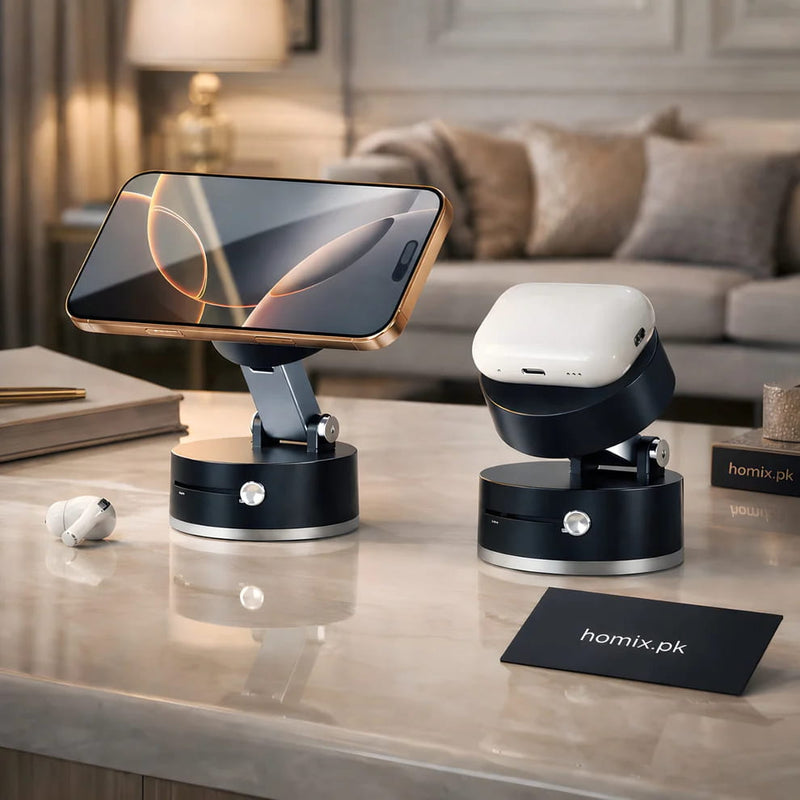Smart Vacuum Magnetic Phone Holder – Rotating & Foldable Mobile Stand