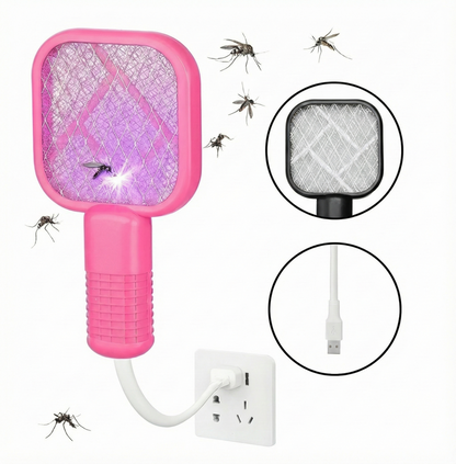 Electric Mosquito Killer – USB Rechargeable Racket with Night Light