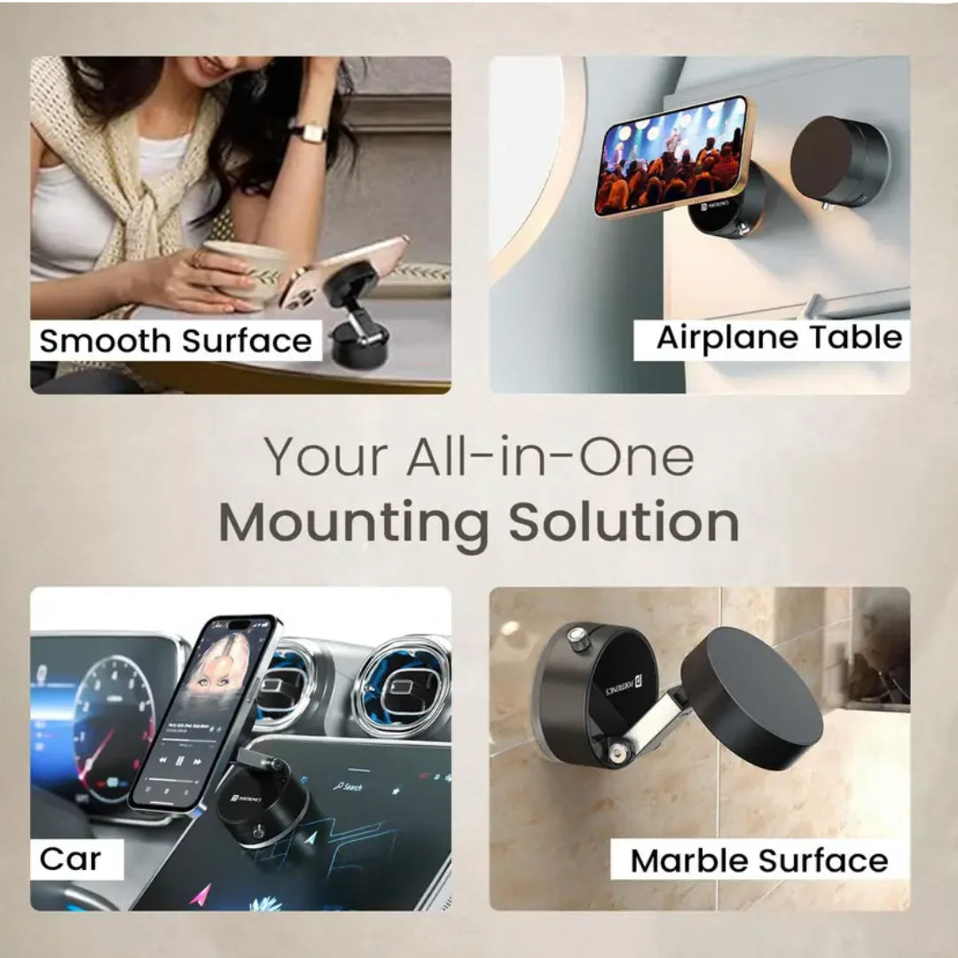 Smart Vacuum Magnetic Phone Holder – Rotating & Foldable Mobile Stand